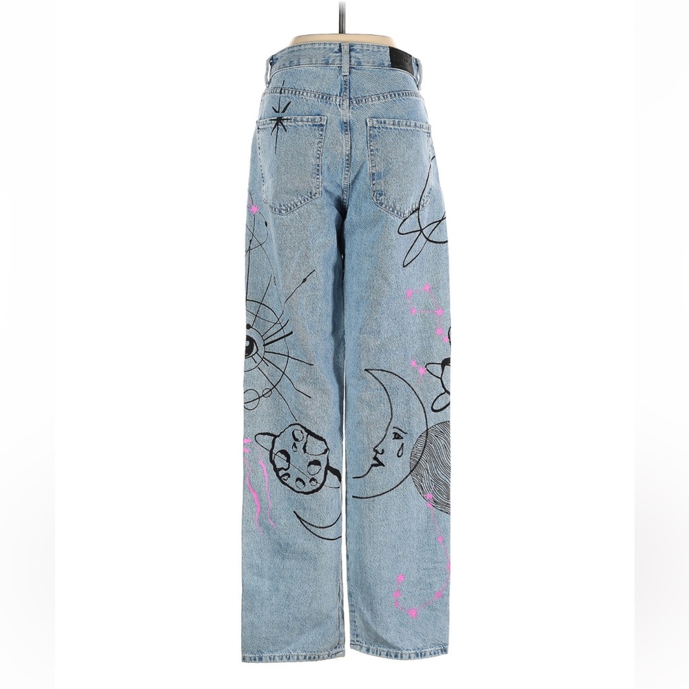 Bershka Blue Artistic straight Jeans